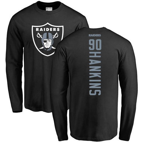 Men Oakland Raiders Black Johnathan Hankins Backer NFL Football #90 Long Sleeve T Shirt->oakland raiders->NFL Jersey